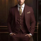 Premium 3-Piece Suit Set | Men’s Wedding & Banquet Suit with Vest | Tailored Fit Formal Wear in 20 Colors