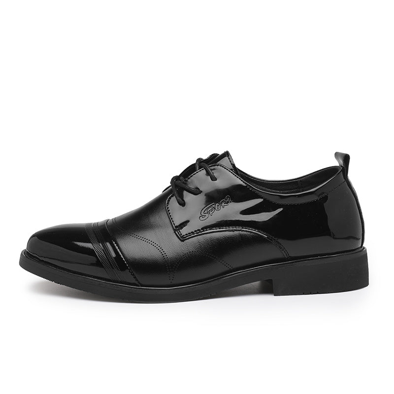 Black Glossy PU Leather Men's Casual Events Wedding Shoes Comfortable Formal Business Dress Boots | 28008