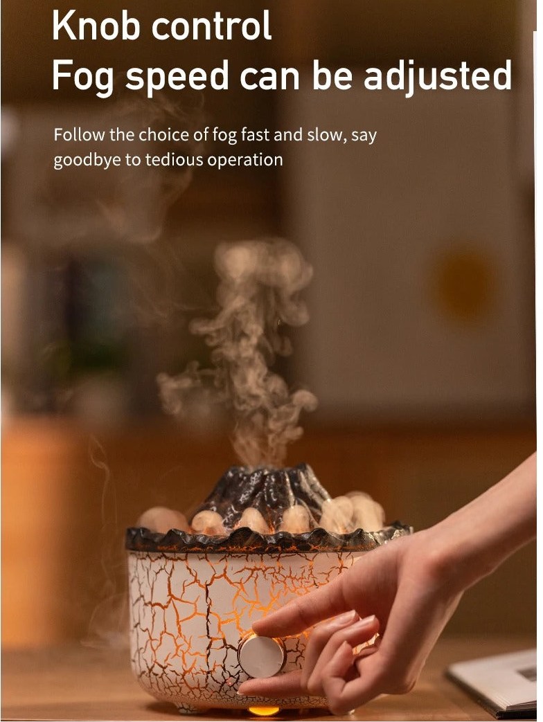 Lava Cracked Volcano Diffusor für ätherische Öle, Quallenspray, Simulation von Feuer und Flammeneffekt, Luftbefeuchter, Heimdiffusor | V21b pro 