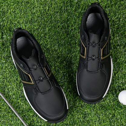 Chaussures de golf pour hommes, lacets rapides, baskets d'entraînement de golf en cuir antidérapantes | G160