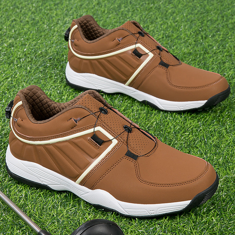 Men's Golf Shoes Quick Lacing Leather Golf Training Anti Slip Sneakers | G160