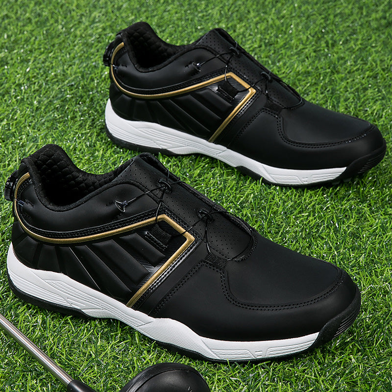 Chaussures de golf pour hommes, lacets rapides, baskets d'entraînement de golf en cuir antidérapantes | G160