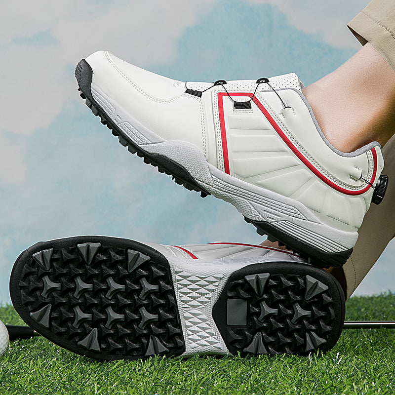 Chaussures de golf pour hommes, lacets rapides, baskets d'entraînement de golf en cuir antidérapantes | G160