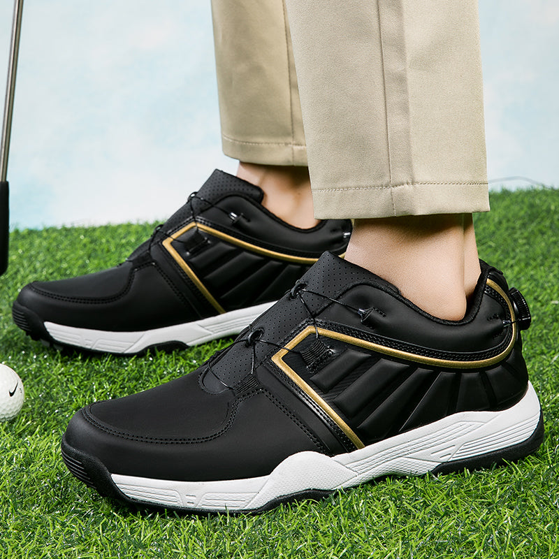 Chaussures de golf pour hommes, lacets rapides, baskets d'entraînement de golf en cuir antidérapantes | G160