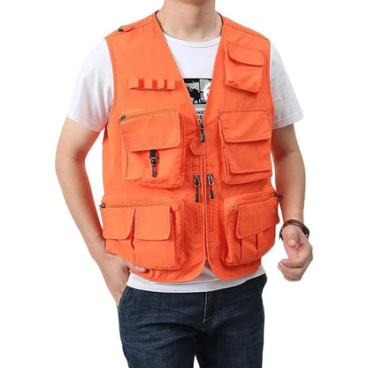 Men's Multi Pockets Cargo Waistcoat Fishing Jumper For Climbing Camping Hiking Summer Vest Top