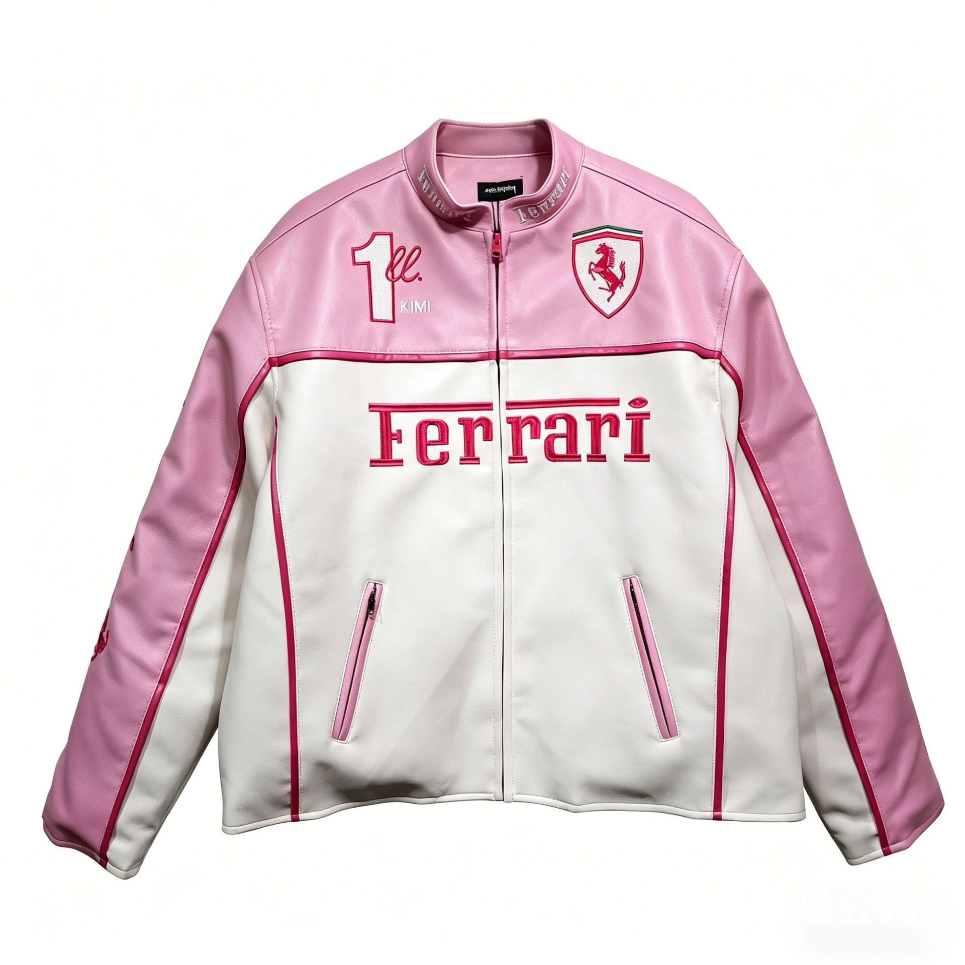 F1 Premium PU Leather Racing Jacket Embroidered Moto Biker Coat for Men Vintage Retro Motorcycle Casual Blazer