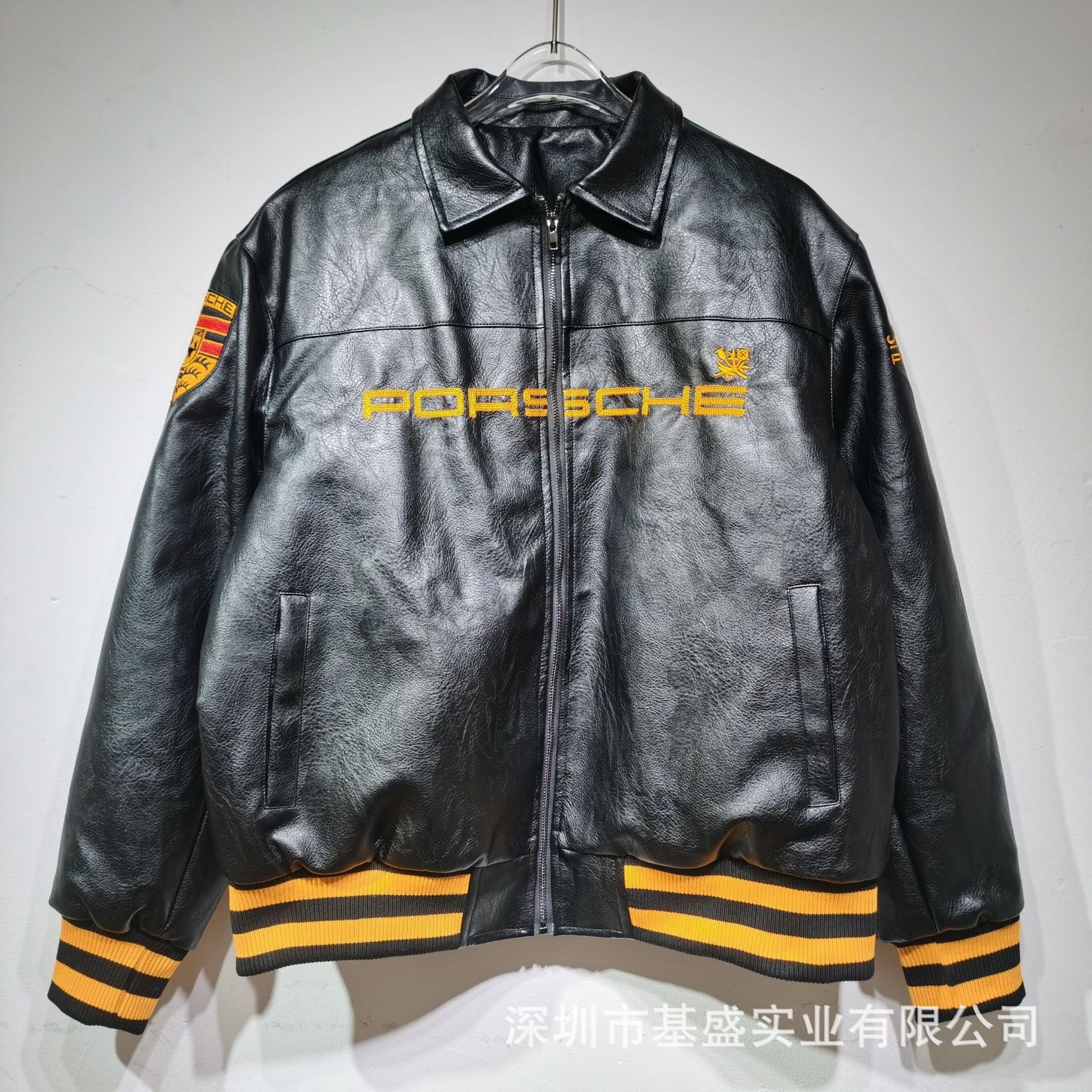 F1 Premium PU Leather Racing Jacket Embroidered Moto Biker Coat for Men Vintage Retro Motorcycle Casual Blazer