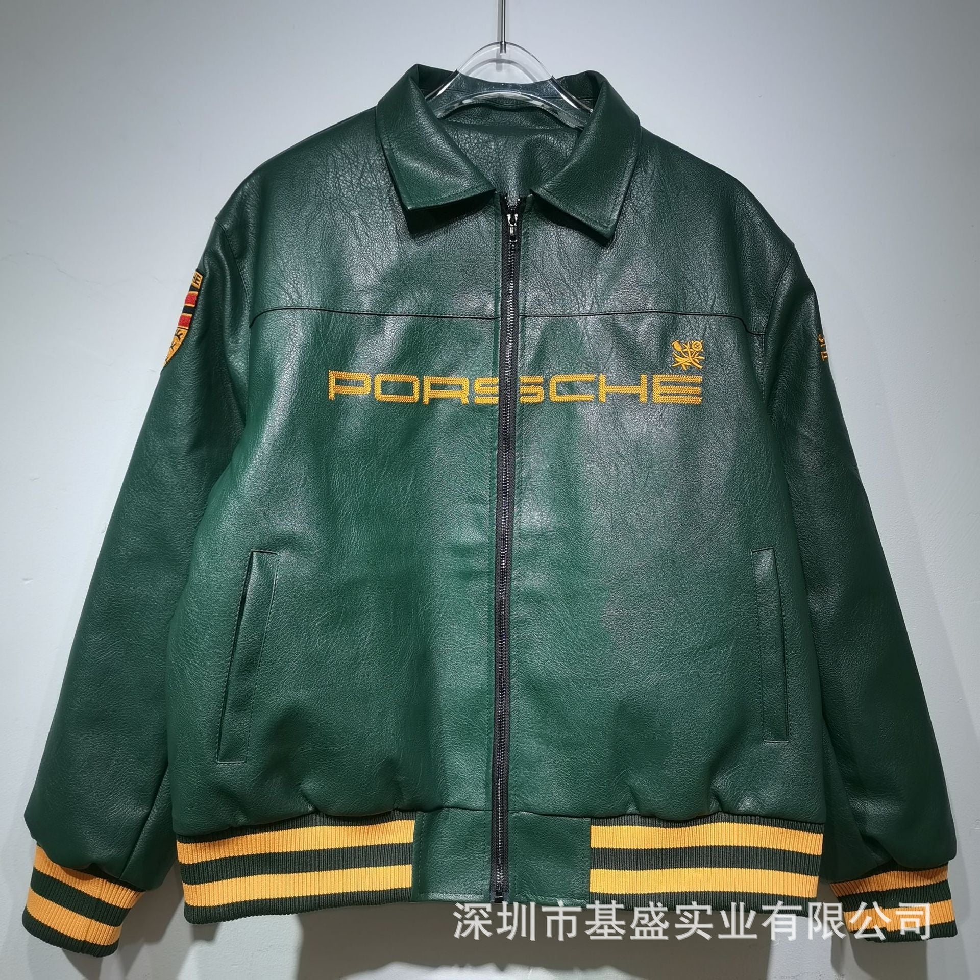 F1 Premium PU Leather Racing Jacket Embroidered Moto Biker Coat for Men Vintage Retro Motorcycle Casual Blazer