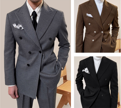 Premium Italian Double-breasted Men’s Suit Lapel Collar Casual business formal 2 Pcs Suit Jacket & Trouser | JSN692