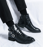 Reißverschluss geprägte High-Top-Lederschuhe Herren Vintage Martin Stiefel | 6805 