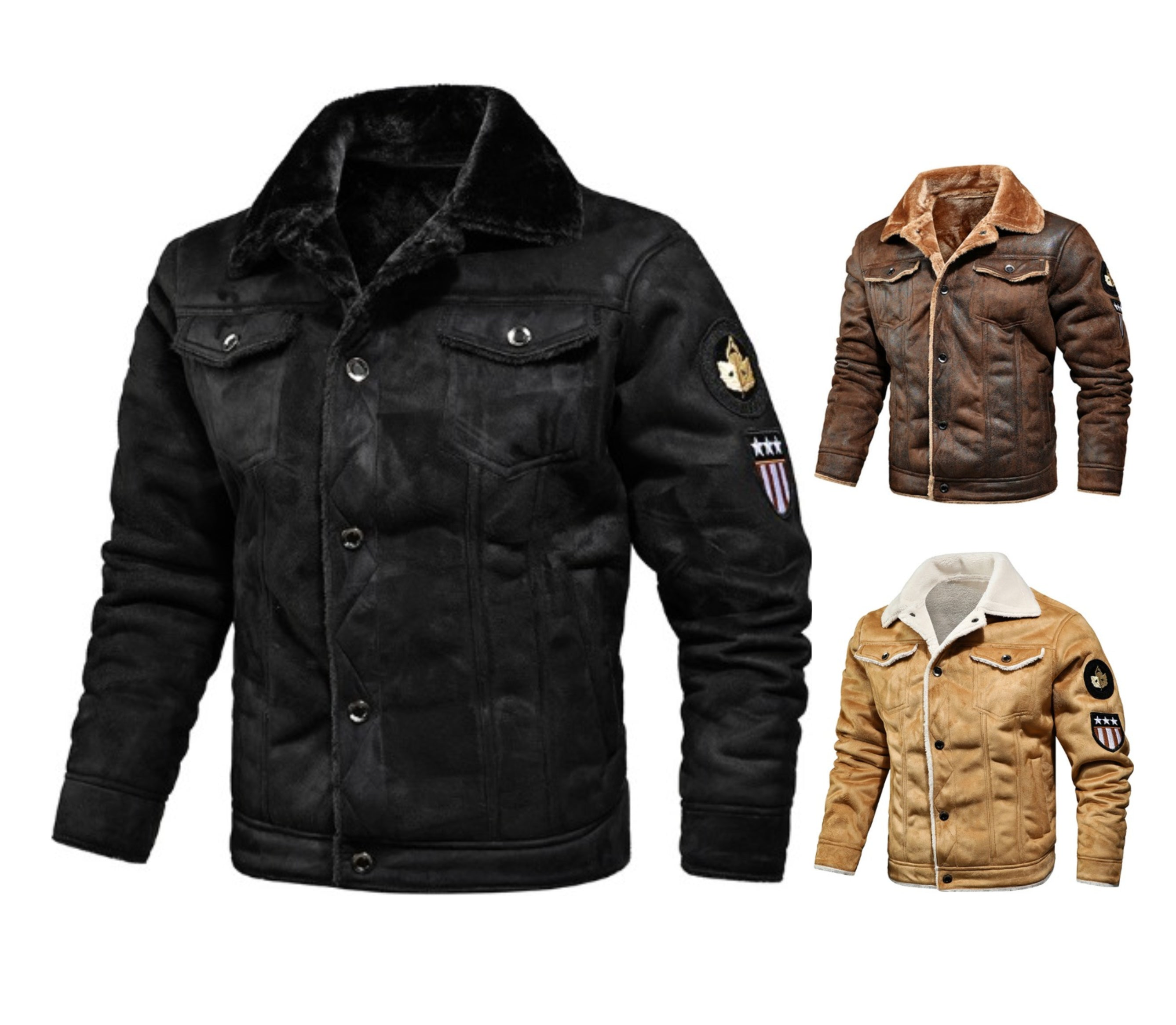 Herren Winterpelzmantel - Warme Fleece-Samt- &amp; weiche Leder-Thermojacke für draußen | 821 