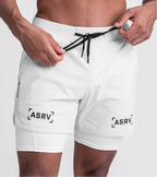 Neue Doppeldecker-Laufshorts Fitness Workout Bermuda Schnelltrocknende Kurze Hosen Unterteile | K-55 