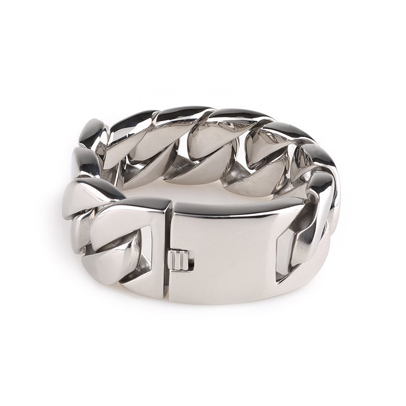 Dickes Herrenarmband aus Titanstahl, glänzend und dominant, Modeschmuck, trendiges Stückarmband | KB31778-D 
