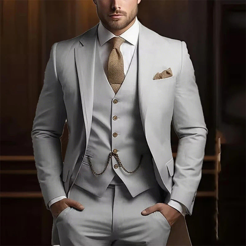 Premium 3-Piece Suit Set | Men’s Wedding & Banquet Suit with Vest | Tailored Fit Formal Wear in 20 Colors