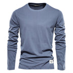 Lässiger Slim Fit Pullover für Herren, einfarbig, Langarm-T-Shirt | 2301 