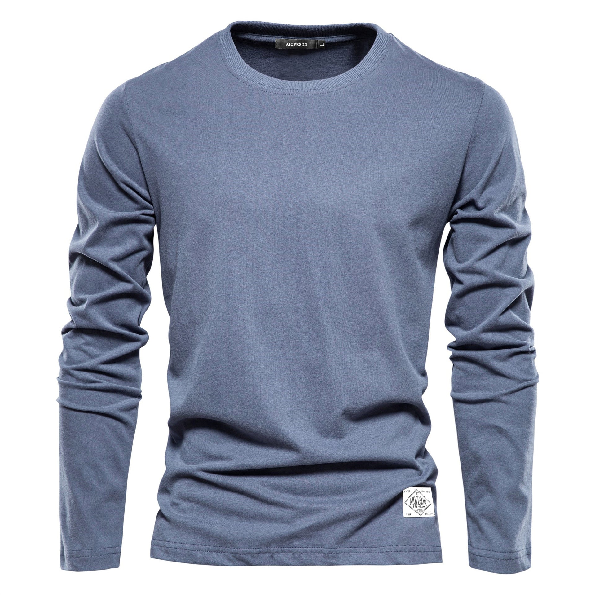 Lässiger Slim Fit Pullover für Herren, einfarbig, Langarm-T-Shirt | 2301 