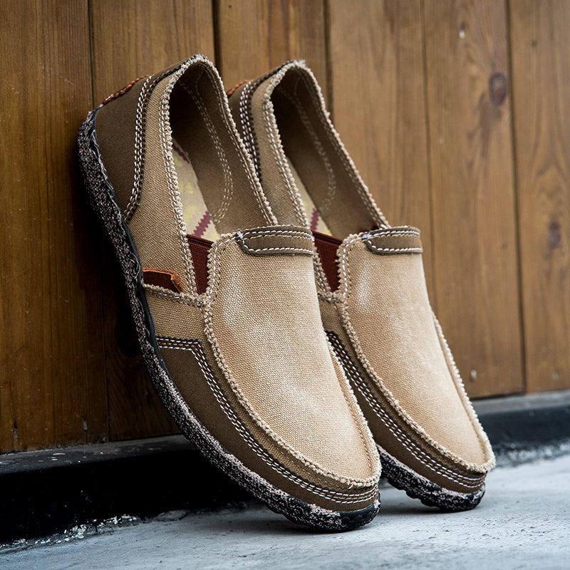 Herren Slipper aus gewaschenem Canvas | Atmungsaktiv, rutschfest, klassischer Deck-Stil | 8806 