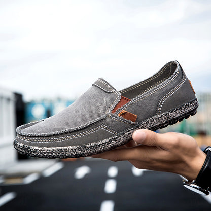 Herren Slipper aus gewaschenem Canvas | Atmungsaktiv, rutschfest, klassischer Deck-Stil | 8806 
