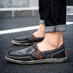 Herren Slipper aus gewaschenem Canvas | Atmungsaktiv, rutschfest, klassischer Deck-Stil | 8806 