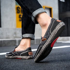 Herren Slipper aus gewaschenem Canvas | Atmungsaktiv, rutschfest, klassischer Deck-Stil | 8806 