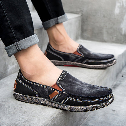 Herren Slipper aus gewaschenem Canvas | Atmungsaktiv, rutschfest, klassischer Deck-Stil | 8806 