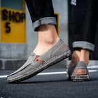 Herren Slipper aus gewaschenem Canvas | Atmungsaktiv, rutschfest, klassischer Deck-Stil | 8806 