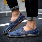 Herren Slipper aus gewaschenem Canvas | Atmungsaktiv, rutschfest, klassischer Deck-Stil | 8806 