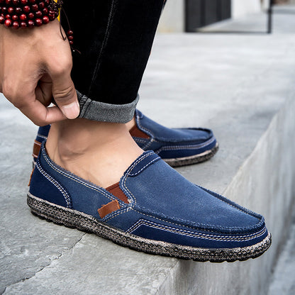 Herren Slipper aus gewaschenem Canvas | Atmungsaktiv, rutschfest, klassischer Deck-Stil | 8806 