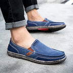 Herren Slipper aus gewaschenem Canvas | Atmungsaktiv, rutschfest, klassischer Deck-Stil | 8806 