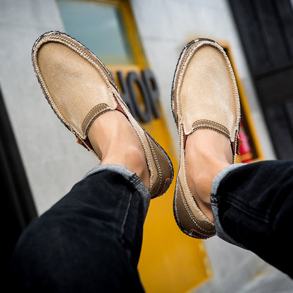 Herren Slipper aus gewaschenem Canvas | Atmungsaktiv, rutschfest, klassischer Deck-Stil | 8806 