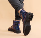 Britische Lederstiefel für Herren – Martin-Freizeitstiefel mit Schlangenmuster-Imitat | 797 