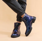 Britische Lederstiefel für Herren – Martin-Freizeitstiefel mit Schlangenmuster-Imitat | 797 