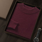 Men's Premium Cashmere Blend Sweater Chunky Knit Mock Neck Pullover Winter Warm Relaxed Fit Knitwear | JW-039