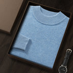 Men's Premium Cashmere Blend Sweater Chunky Knit Mock Neck Pullover Winter Warm Relaxed Fit Knitwear | JW-039