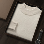Men's Premium Cashmere Blend Sweater Chunky Knit Mock Neck Pullover Winter Warm Relaxed Fit Knitwear | JW-039