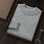 Men's Premium Cashmere Blend Sweater Chunky Knit Mock Neck Pullover Winter Warm Relaxed Fit Knitwear | JW-039