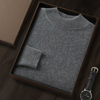 Men's Premium Cashmere Blend Sweater Chunky Knit Mock Neck Pullover Winter Warm Relaxed Fit Knitwear | JW-039