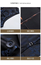 Luxuriöser, hochwertiger Herren-Smokinganzug aus Jacquard, dreiteilig, für Hochzeiten, Partys, Blazer, Weste und Hose | 1515 