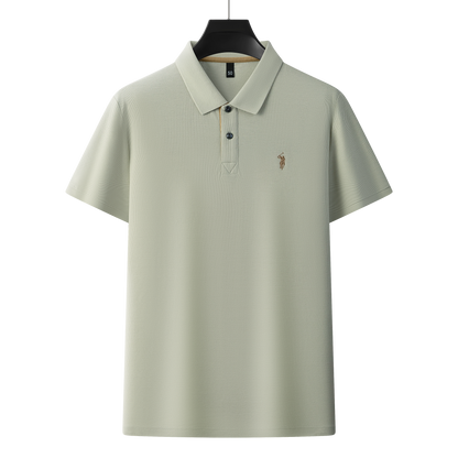 Herren-Poloshirt aus hochwertiger merzerisierter Baumwolle (220 g/m²), sechseckig, Perlenstickerei, Sommerkollektion | 8561 