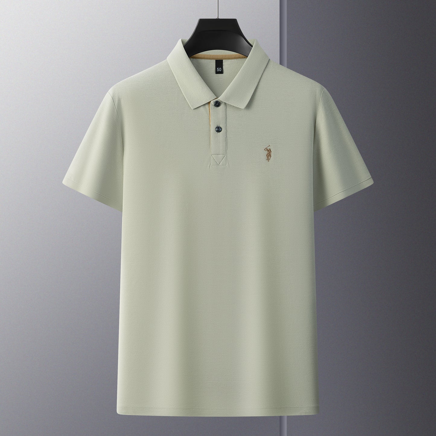 Herren-Poloshirt aus hochwertiger merzerisierter Baumwolle (220 g/m²), sechseckig, Perlenstickerei, Sommerkollektion | 8561 