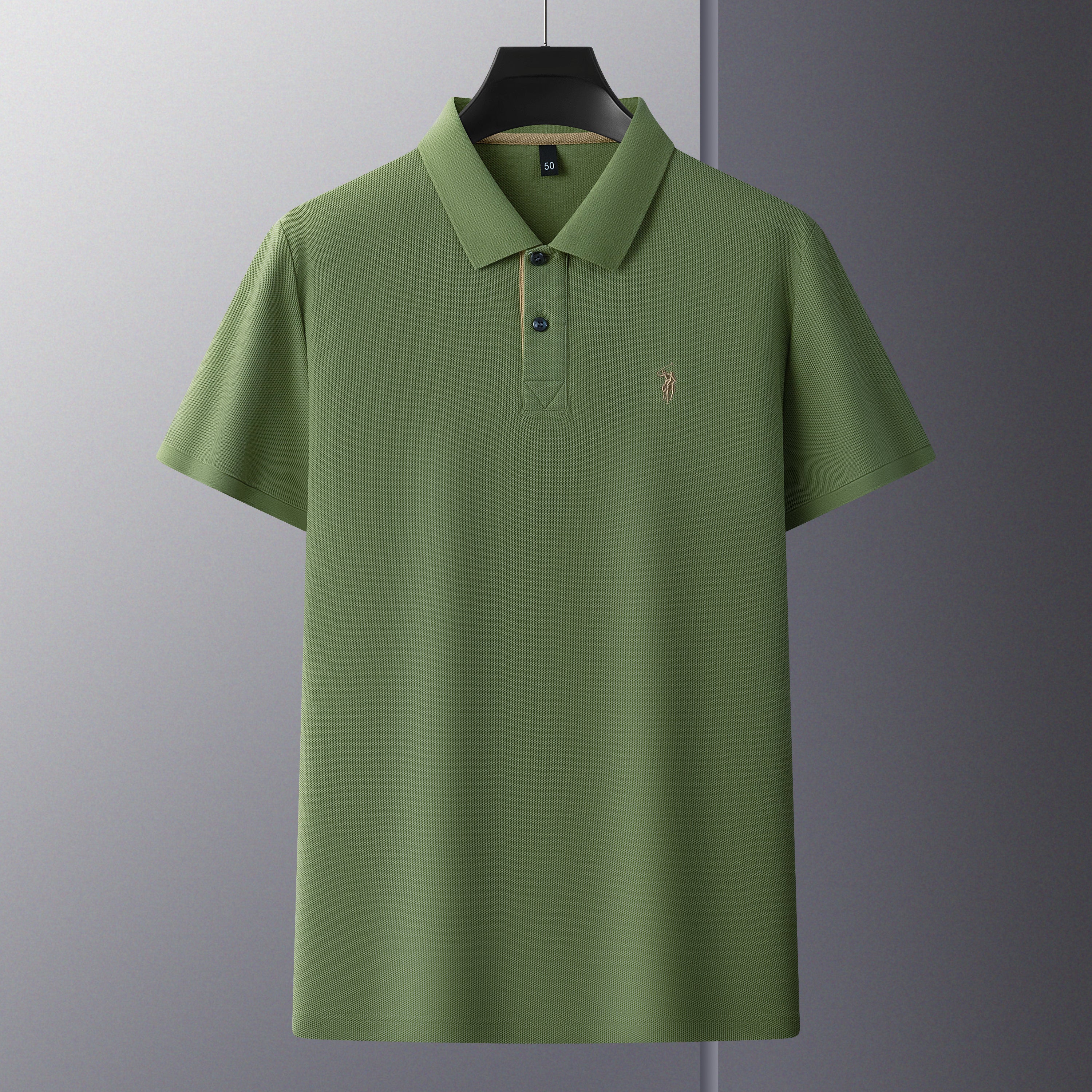 Herren-Poloshirt aus hochwertiger merzerisierter Baumwolle (220 g/m²), sechseckig, Perlenstickerei, Sommerkollektion | 8561 