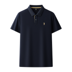 Herren-Poloshirt aus hochwertiger merzerisierter Baumwolle (220 g/m²), sechseckig, Perlenstickerei, Sommerkollektion | 8561 