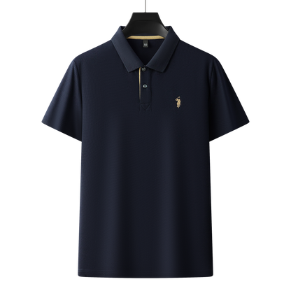 Herren-Poloshirt aus hochwertiger merzerisierter Baumwolle (220 g/m²), sechseckig, Perlenstickerei, Sommerkollektion | 8561 