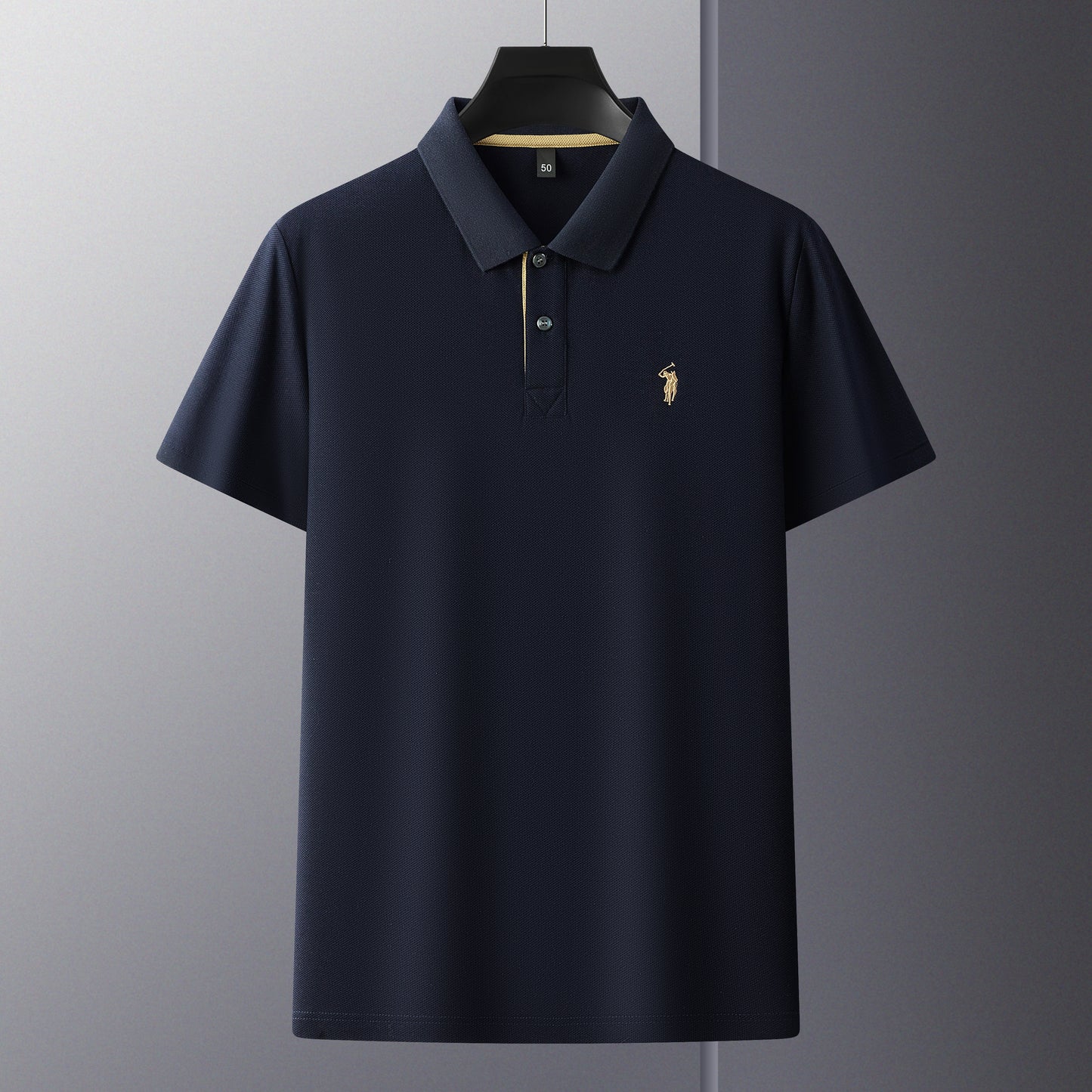 Herren-Poloshirt aus hochwertiger merzerisierter Baumwolle (220 g/m²), sechseckig, Perlenstickerei, Sommerkollektion | 8561 