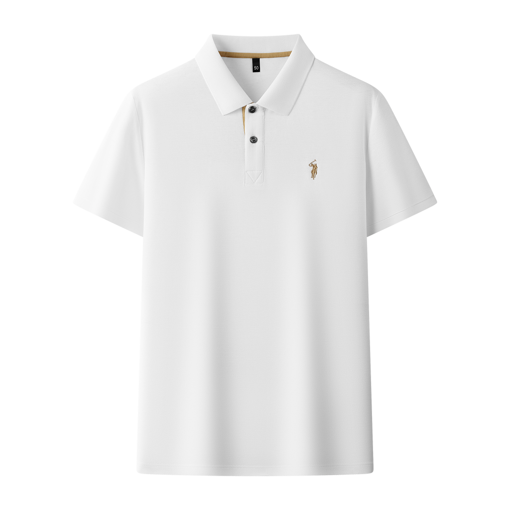 Herren-Poloshirt aus hochwertiger merzerisierter Baumwolle (220 g/m²), sechseckig, Perlenstickerei, Sommerkollektion | 8561 