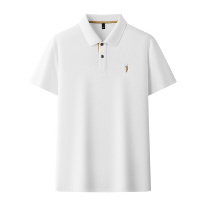 Herren-Poloshirt aus hochwertiger merzerisierter Baumwolle (220 g/m²), sechseckig, Perlenstickerei, Sommerkollektion | 8561 