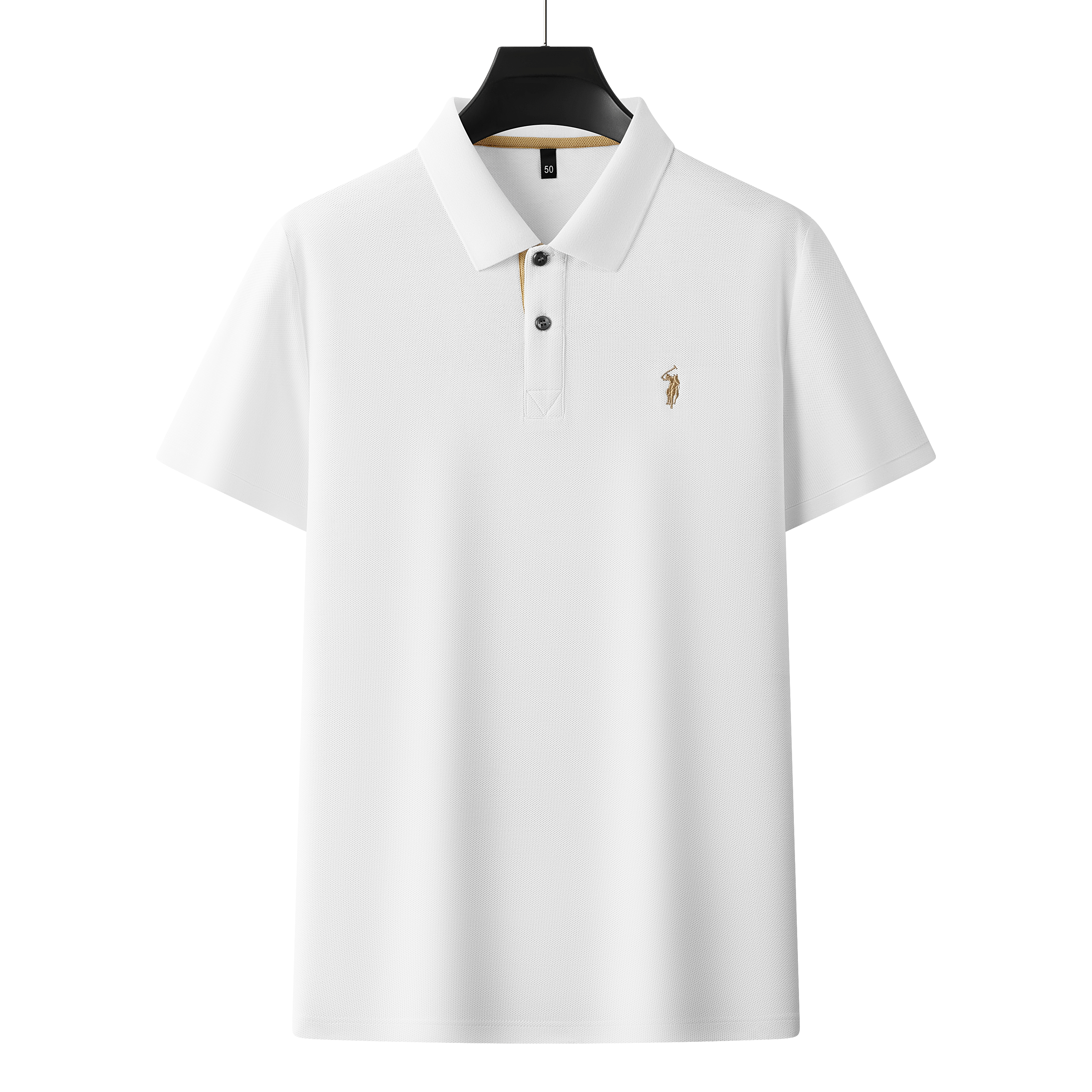 Herren-Poloshirt aus hochwertiger merzerisierter Baumwolle (220 g/m²), sechseckig, Perlenstickerei, Sommerkollektion | 8561 