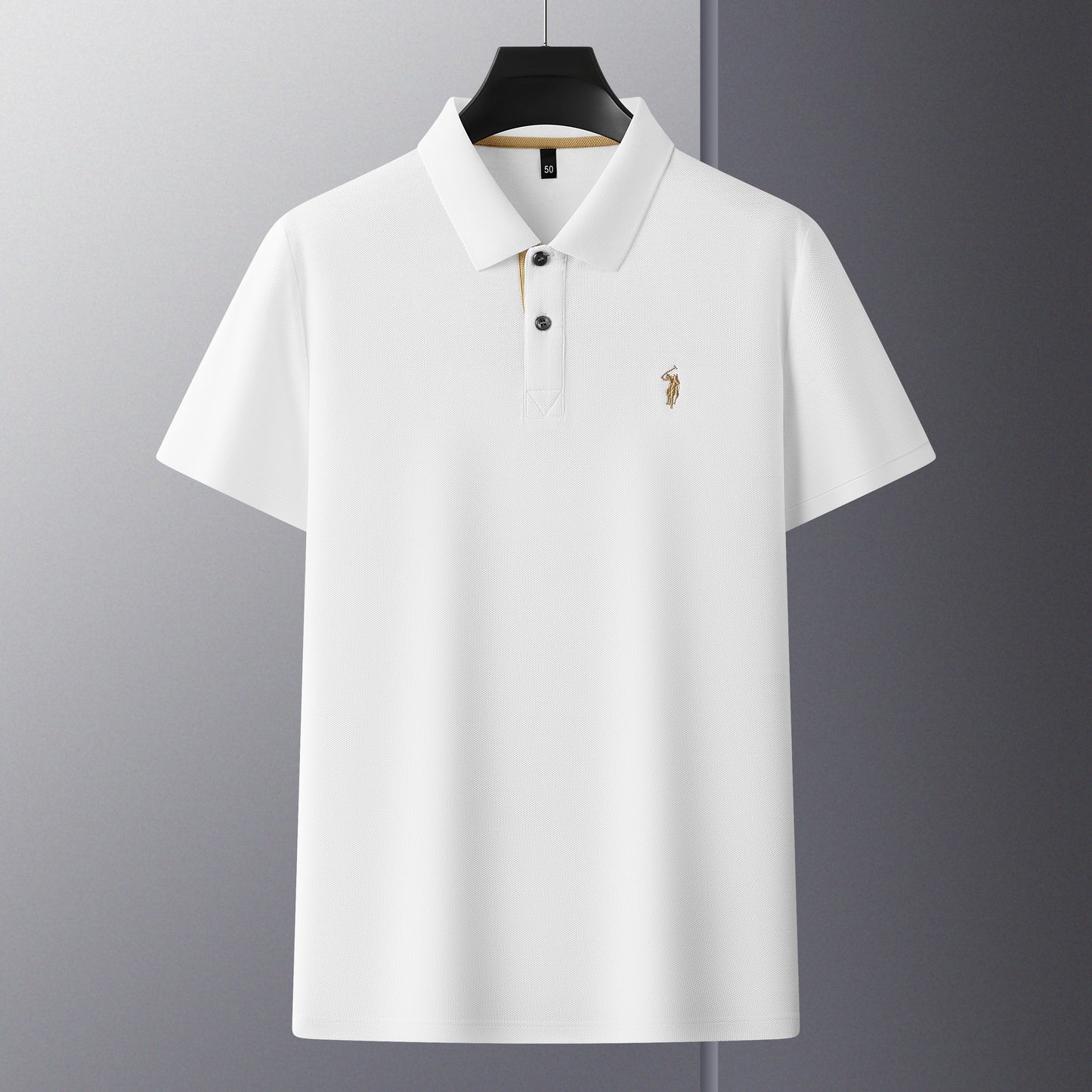 Herren-Poloshirt aus hochwertiger merzerisierter Baumwolle (220 g/m²), sechseckig, Perlenstickerei, Sommerkollektion | 8561 