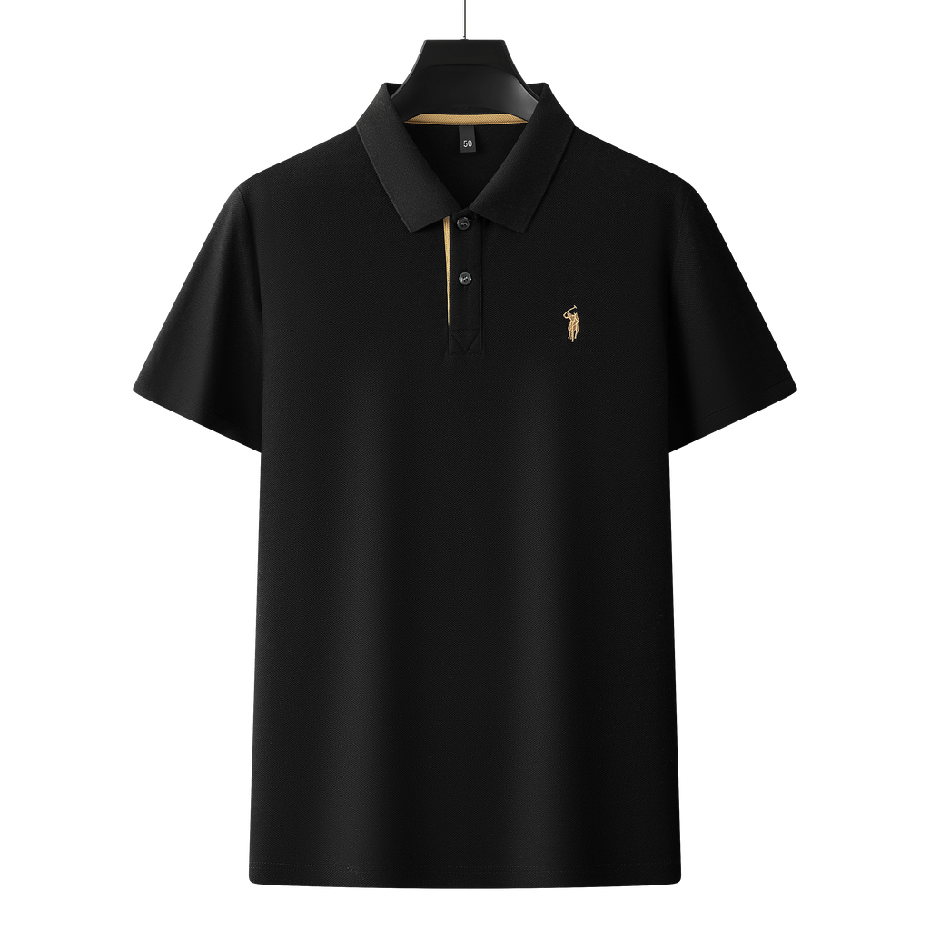 Herren-Poloshirt aus hochwertiger merzerisierter Baumwolle (220 g/m²), sechseckig, Perlenstickerei, Sommerkollektion | 8561 