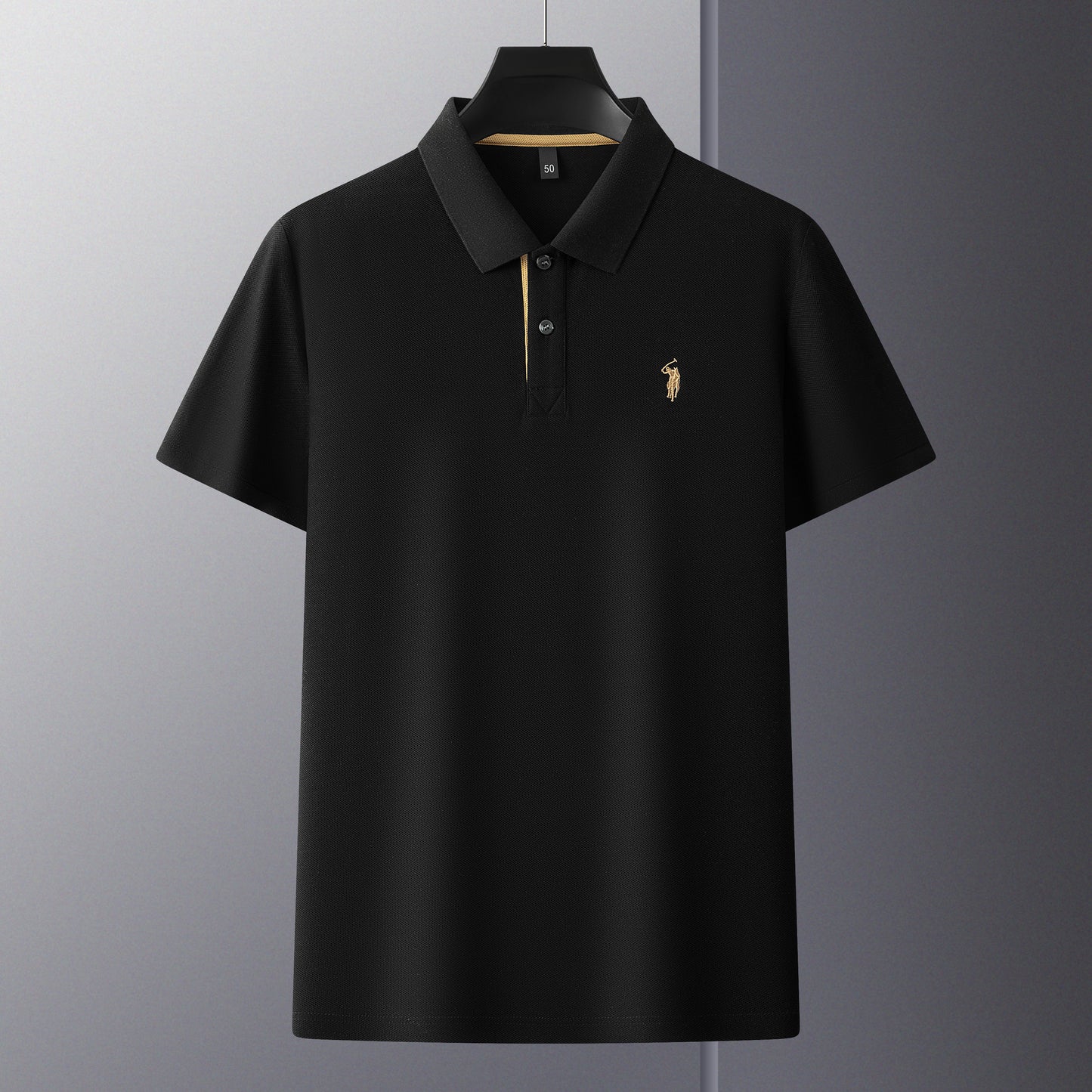 Herren-Poloshirt aus hochwertiger merzerisierter Baumwolle (220 g/m²), sechseckig, Perlenstickerei, Sommerkollektion | 8561 